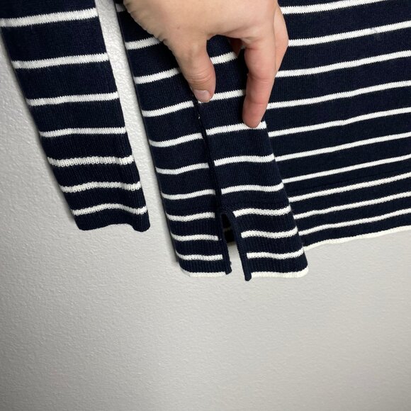 Loft Striped Sweater in Navy Size XS Blue and White Crew Neck - Picture 3 of 8